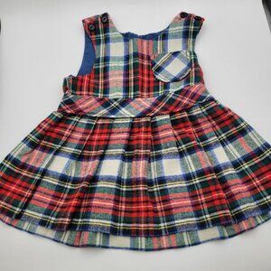 Fawn Tog Vintage Girls 3T  Tartan Plaid Jumper Dress Pleated Skirt Button Straps